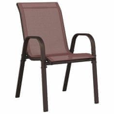 Vidaxl 3-delni bistro set za vrt, rjav, tekstilen in jeklen
