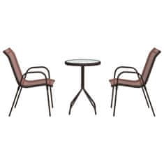 Vidaxl 3-delni bistro set za vrt, rjav, tekstilen in jeklen