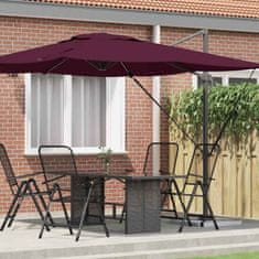 Vidaxl Boksasti Parasol Roma Bordeaux Rdeča 286x285x265 cm Aluminij