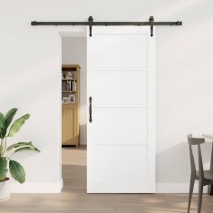Vidaxl Drsna vrata Bela in črna 83 x 202 cm Trd borov les in jeklo