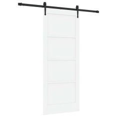 Vidaxl Drsna vrata Bela in črna 83 x 202 cm Trd borov les in jeklo