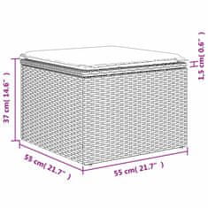 Vidaxl vrtni stol s blazino v sivi barvi, dimenzije 55 x 55 x 37 cm, iz poliratanov.