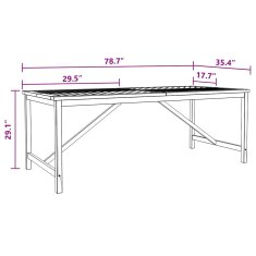 Vidaxl Komplet za jedilnico v vrtu 7 pcs Rjava 200 x 90 x 74 cm