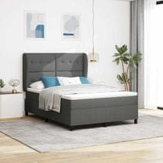 Vidaxl Postelja z vzmetnico z vzmetnico Temno siva 160 x 200 cm blago