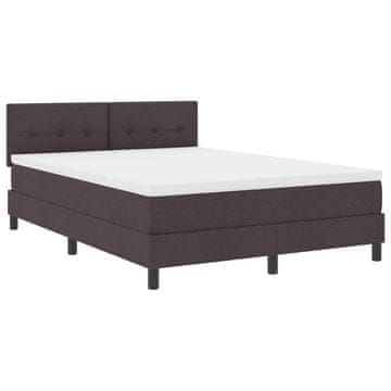 Vidaxl Postelja z vzmetnico z vzglavjem Temno rjava 140 x 190 cm blago
