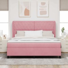 Vidaxl Postelja z vzmetnico z vzmetnico Roza 180 x 200 cm Žamet