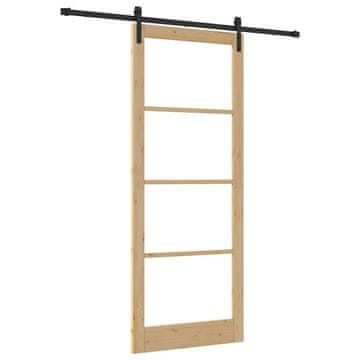 Vidaxl Drsna vrata ORKDAL Rjava 93 x 232 cm Trden borov les