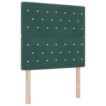Vidaxl LED Box Spring Postelja Temno zelena 100 x 200 cm Žamet