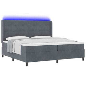 Vidaxl Postelja z vzmetnico z vzglavjem Temno siva 200 x 200 cm Žamet