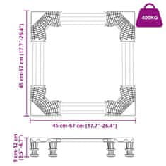 Vidaxl Nastavljiv podstavek za pralni stroj Siva 67 x 67 x 12 cm