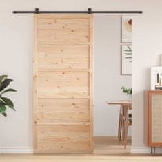 Vidaxl Barn Door Naravna 100 x 208 cm Trden borov les