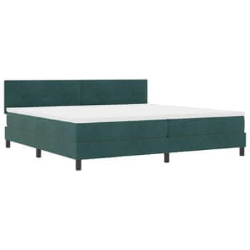 Vidaxl LED Box Spring Postelja Temno zelena 200 x 200 cm Žamet