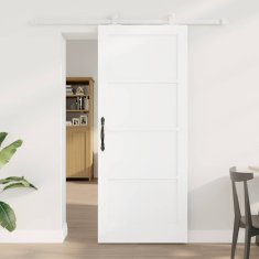 Vidaxl Drsna vrata Bela 83 x 202 cm Trden borov les in jeklo