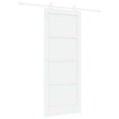 Vidaxl Drsna vrata Bela 83 x 202 cm Trden borov les in jeklo
