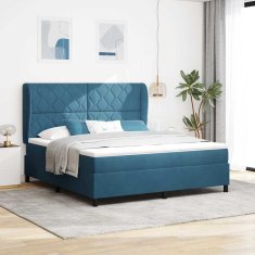 Vidaxl Postelja z vzmetnico z vzmetnico Temno modra 180 x 200 cm Žamet