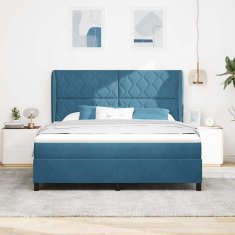 Vidaxl Postelja z vzmetnico z vzmetnico Temno modra 180 x 200 cm Žamet