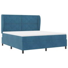 Vidaxl Postelja z vzmetnico z vzmetnico Temno modra 180 x 200 cm Žamet