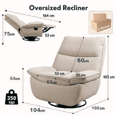 Dollcini Home Multifunctional Recliner – 270° Swivel, Tilt & Rock, barva breze