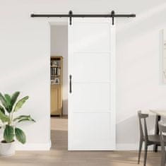 Vidaxl Drsna vrata Bela in črna 83 x 232 cm Trd borov les in jeklo