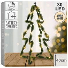 UNBRANDED 3D božično drevo 40 cm s 30 LED lučkami zelene barve 