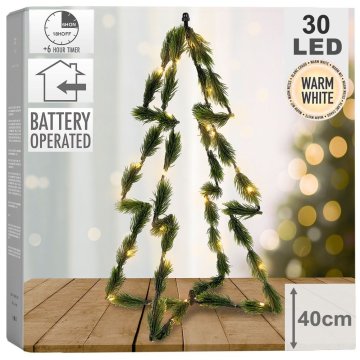 UNBRANDED 3D božično drevo 40 cm s 30 LED lučkami zelene barve