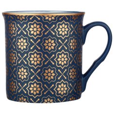 UNBRANDED Mornarsko modre porcelanaste skodelice z zlatim vzorcem, 6 kosov 