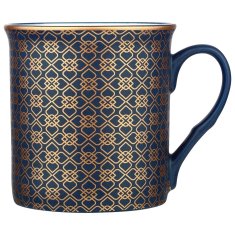 UNBRANDED Mornarsko modre porcelanaste skodelice z zlatim vzorcem, 6 kosov 