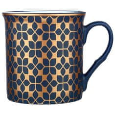 UNBRANDED Mornarsko modre porcelanaste skodelice z zlatim vzorcem, 6 kosov 