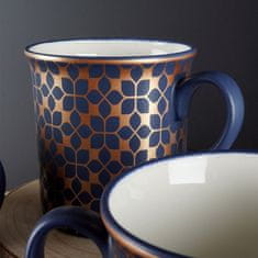 UNBRANDED Mornarsko modre porcelanaste skodelice z zlatim vzorcem, 6 kosov 