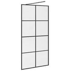 Vidaxl Pregrada za tuš s prozornim ESG steklom 100x195 cm črna