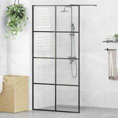 Vidaxl Pregrada za tuš s prozornim ESG steklom 100x195 cm črna