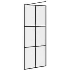 Vidaxl Pregrada za tuš s prozornim ESG steklom 80x195 cm črna