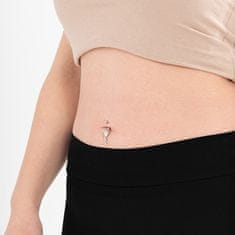Jekleni piercing popka Cvet s kristali