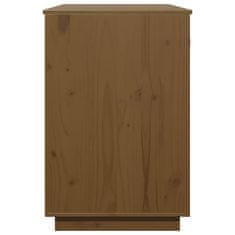 Vidaxl Pisalna miza medeno rjava 95x50x75 cm trdna borovina