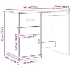 Vidaxl Pisalna miza medeno rjava 95x50x75 cm trdna borovina