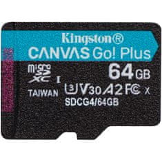 Kingstone KARTICA KINGSTON 64GB microXC Canvas Go Plus Gen4 200MB/s A2 U3 V30 kartica + adapter