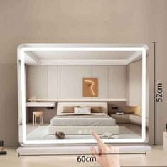 S6 Steklarstvo Šest Make-up LED OGLEDALO S6P6F, 60 × 52 cm, kozmetično namizno ogledalo za ličenje