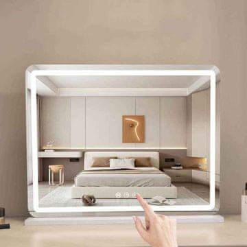 S6 Steklarstvo Šest Make-up LED OGLEDALO S6P6F, 60 × 52 cm, kozmetično namizno ogledalo za ličenje