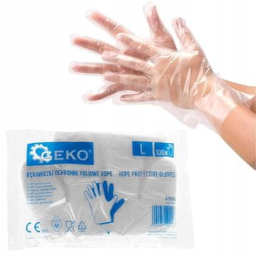 shumee ZAŠČITNE ROKAVICE IZ HDPE FOLIJE ZA ENKRATNO UPORABO, 100 KOSOV GEKO