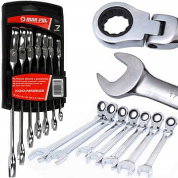 shumee VIJAČNI KLJUČ Z RAGNJO, 8–19 mm, 7-DELNI. MAR-POL