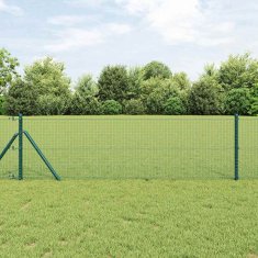 Vidaxl VidaXL Varjena Žična Ograja z 13 Stebri Zelena 0.6x25 m Jeklo