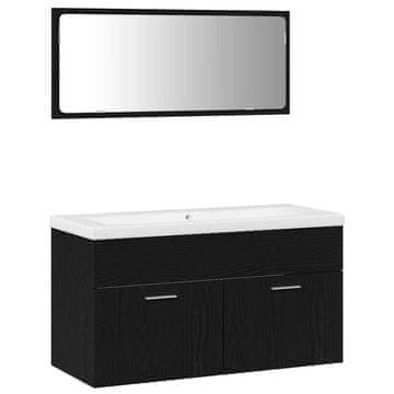 Vidaxl Komplet pohištva za kopalnico z vrati 3 pcs Črna Orehovina
