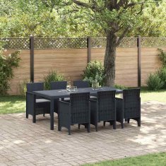 Vidaxl Vrtni jedilni set 7 pcs Antracit 200 x 100 x 73 cm Polipropilen