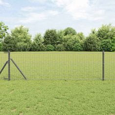 Vidaxl evropska ograja s 13 stebri 0,4 x 25 m, pocinkano jeklo, siva
