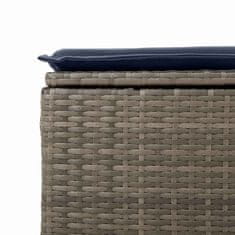 Vidaxl Vrtna klop s blazino siva 55x55x37 cm, poli ratan