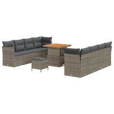 Vidaxl Vrtna sedežna garnitura z blazino 11 pcs Siva 80 x 80 x 71 cm