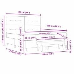 Vidaxl Postelja s box springom z vzmetnico in klopjo temno zelena 160x200 cm žamet