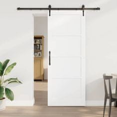Vidaxl Drsna vrata Bela in črna 83 x 211 cm Trd borov les in jeklo