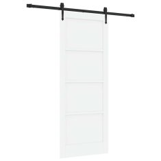 Vidaxl Drsna vrata Bela in črna 83 x 211 cm Trd borov les in jeklo