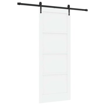 Vidaxl Drsna vrata Bela in črna 83 x 211 cm Trd borov les in jeklo